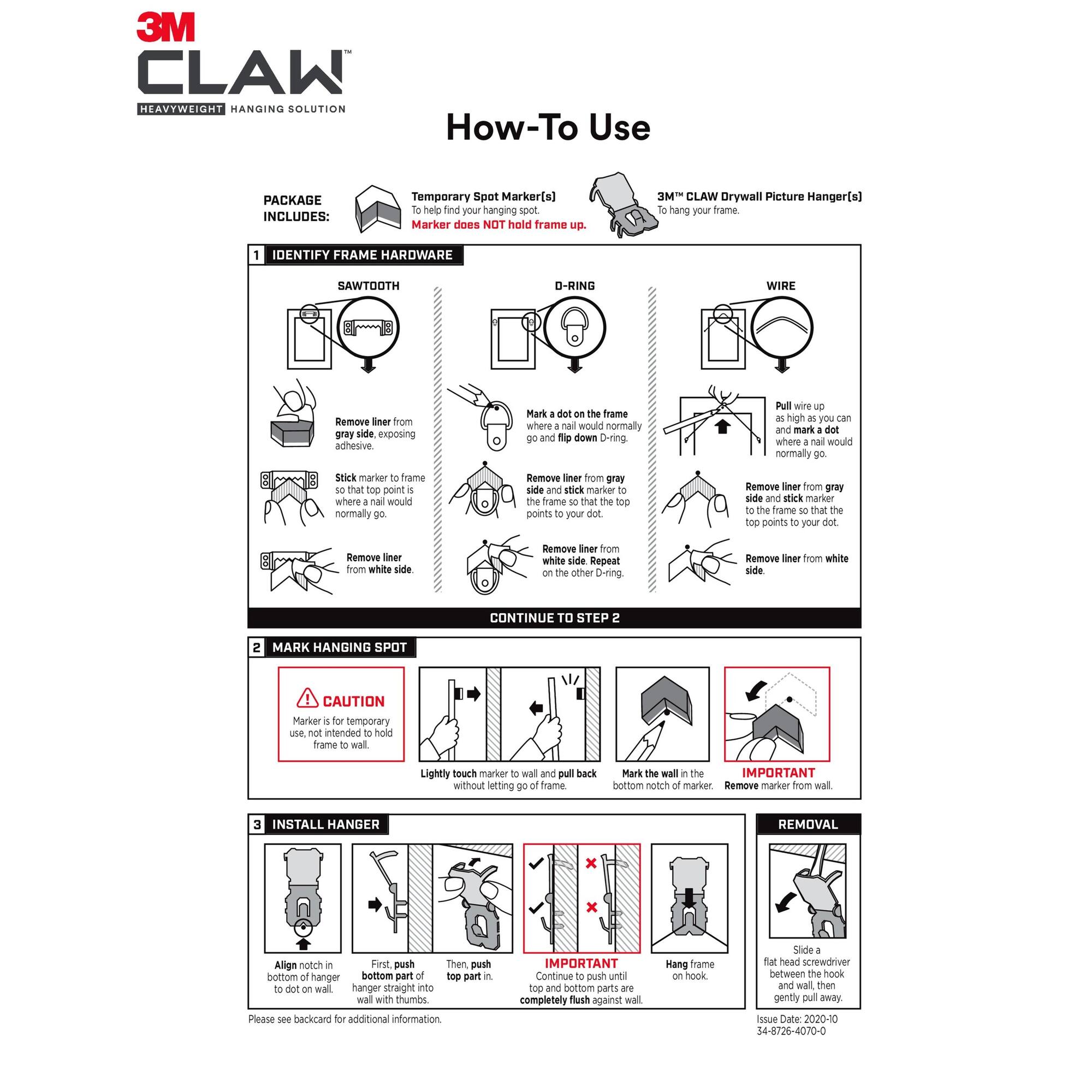 3M CLAW™ 65lb. Drywall Picture Hangers
